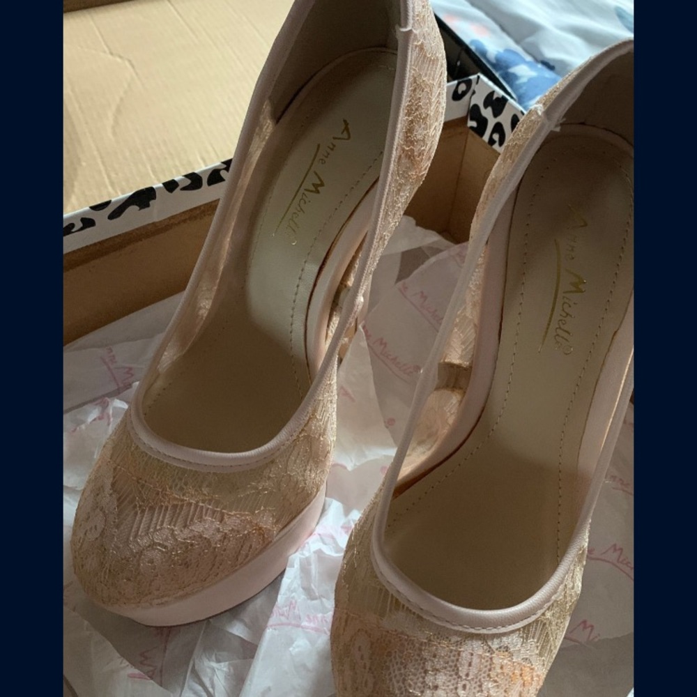 Pink lace heels